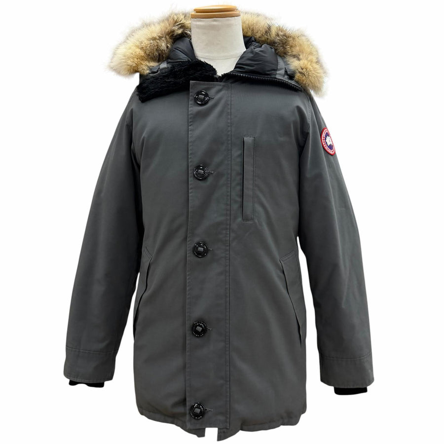 カナダグース Jasper Parka ロゴワッペン ファー付き フーデッド ダブルジップアップ ダウンジャケット グレー M メンズ