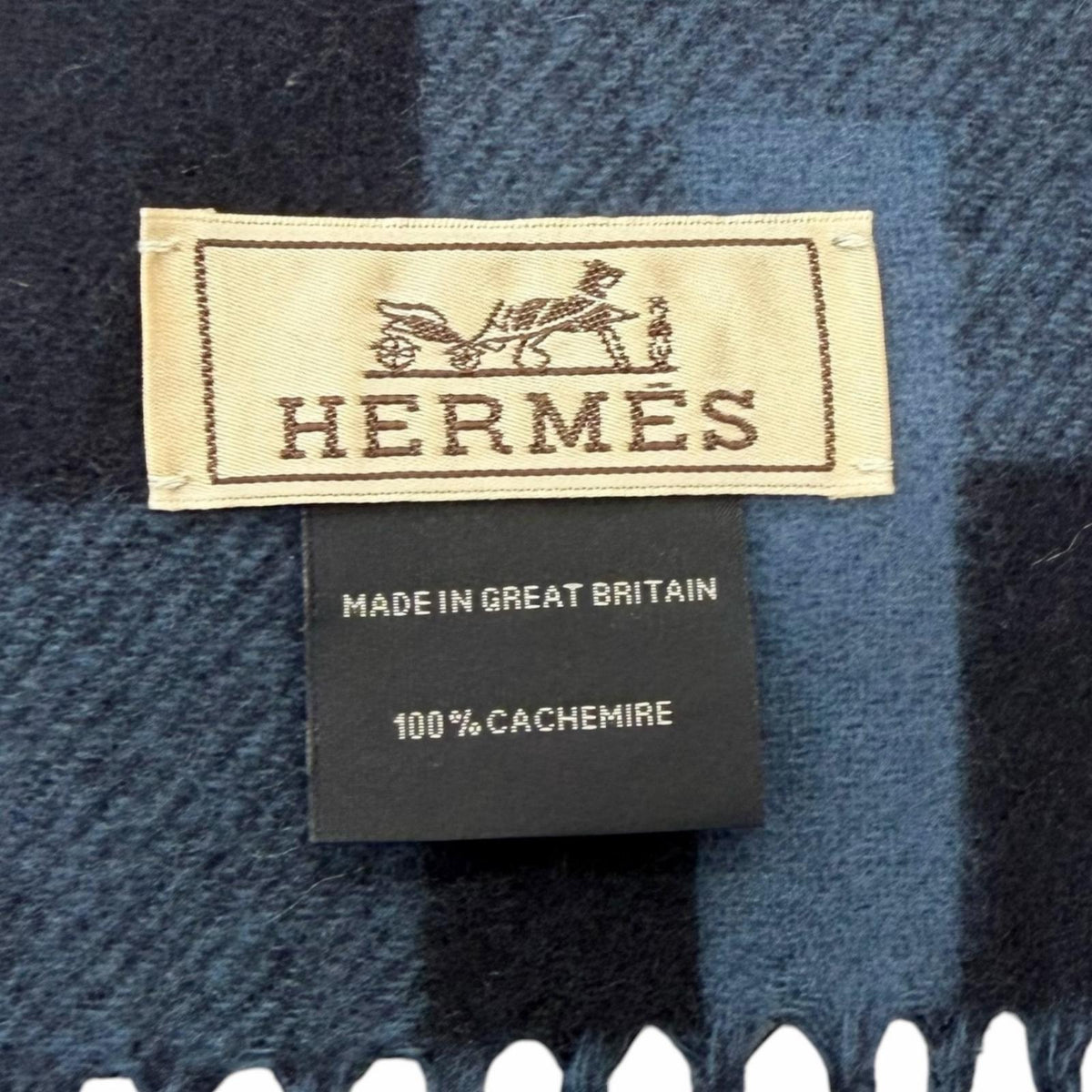 エルメス Hパッサン ショール ストール マフラー ネイビー メンズ