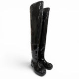 メゾンマルジェラ Rubber Thigh-High Boots ペンキ加工 サイハイ ロングブーツ ブラック 39 メンズ 未使用品