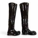 メゾンマルジェラ Rubber Thigh-High Boots ペンキ加工 サイハイ ロングブーツ ブラック 39 メンズ 未使用品