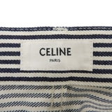 セリーヌ レザーパッチ ヒッコリー デニム パンツ ホワイト 25 レディース