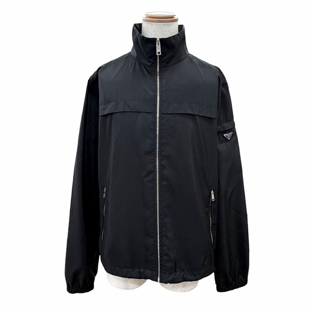 プラダ K-WAY SEMIFODERATO Jacket トライアングルロゴ ジップアップ ブルゾン ナイロンジャケット ブラック 56 メンズ