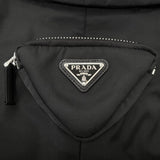 プラダ Re-Nylon トライアングルロゴ ポーチ付き ステンカラーコート ブラック M メンズ