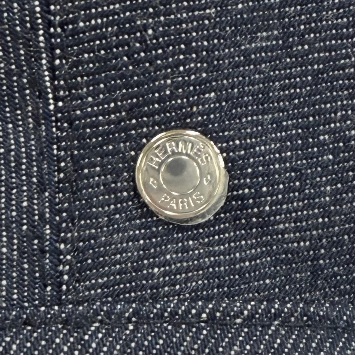 エルメス セリエ金具付 サントノーレ CLIQUETIS デニム ベレー帽 インディゴ 56 レディース
