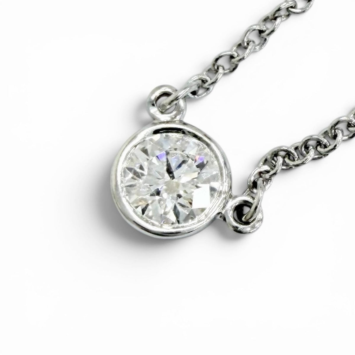 ティファニー バイザヤード 1Pダイヤ 枠直径約5.0mm 0.18ct ネックレス プラチナ レディース