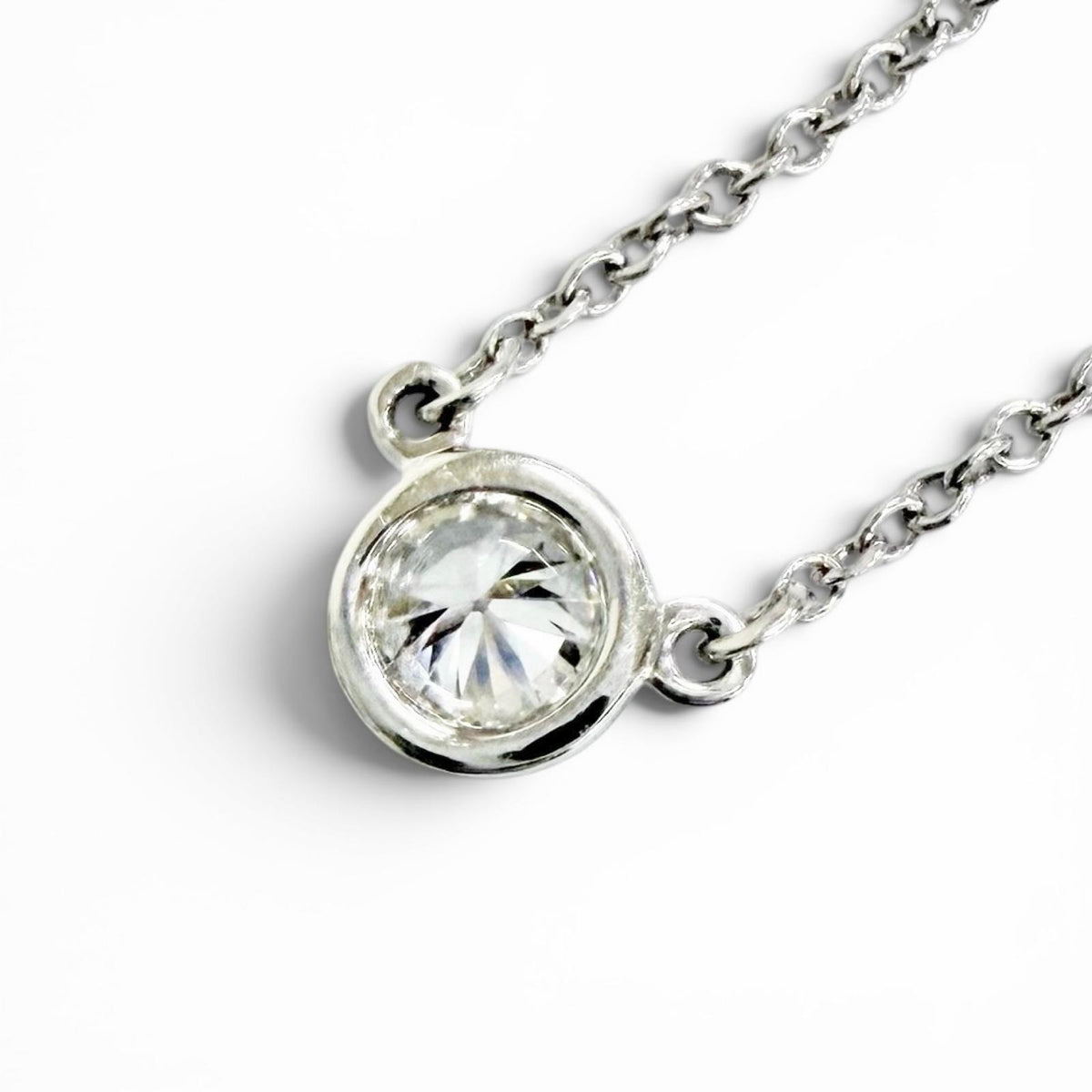 ティファニー バイザヤード 1Pダイヤ 枠直径約5.0mm 0.18ct ネックレス プラチナ レディース