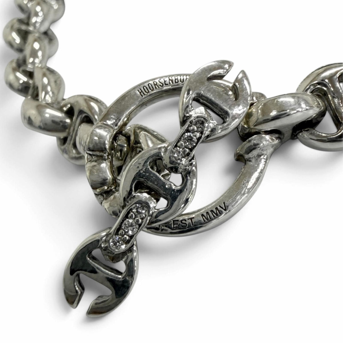 ホーセンブース 5MM OPEN-LINK BRACELET 6Pダイヤ オープンリンク ブレスレット シルバー メンズ