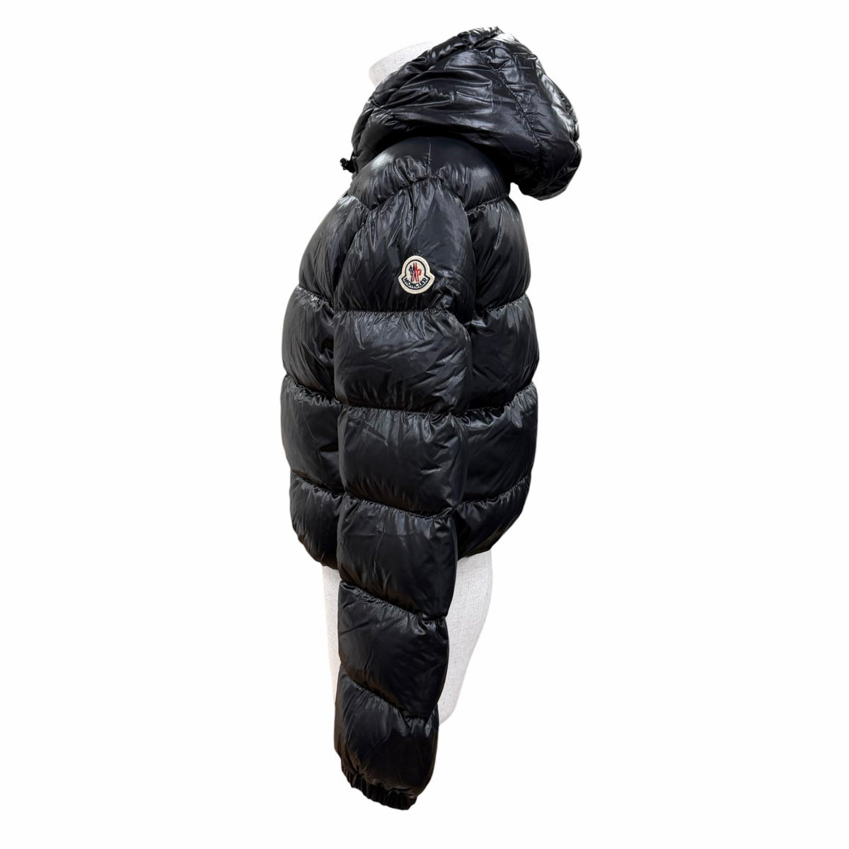 モンクレール BAYARD ロゴワッペン・フード付 ZIP UP ダウンジャケット ブラック 54847 レディース