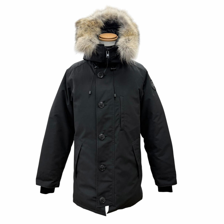 カナダグース CHATEAU PARKA シャトー パーカ ブラックレーベル ロゴワッペン ファー フード付き ダウンジャケット ブラック S メンズ