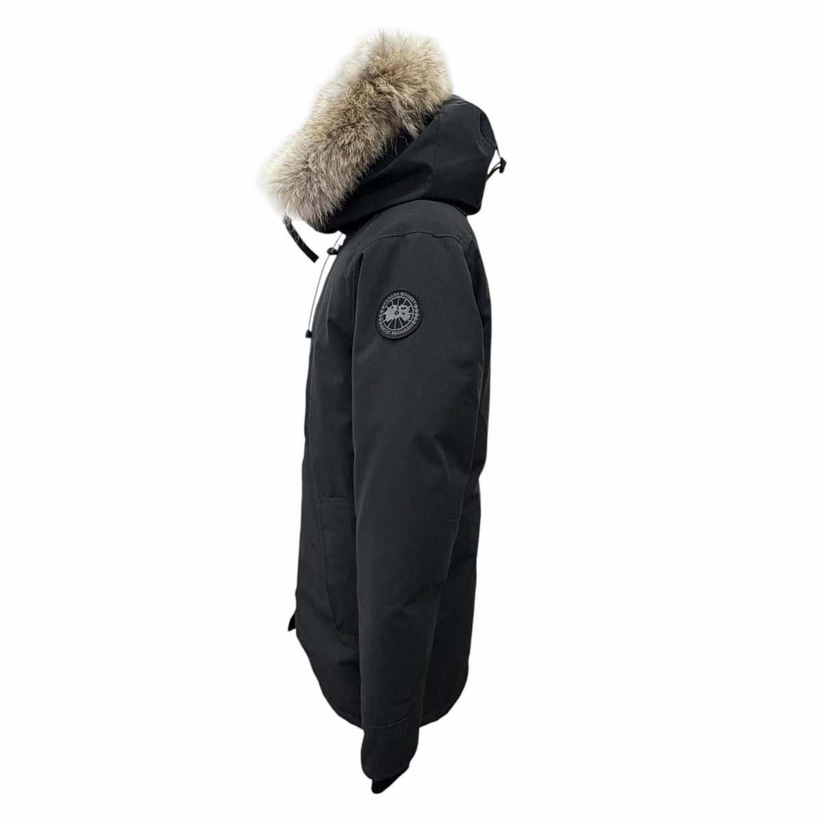 カナダグース CHATEAU PARKA シャトー パーカ ブラックレーベル ロゴワッペン ファー フード付き ダウンジャケット ブラック S メンズ