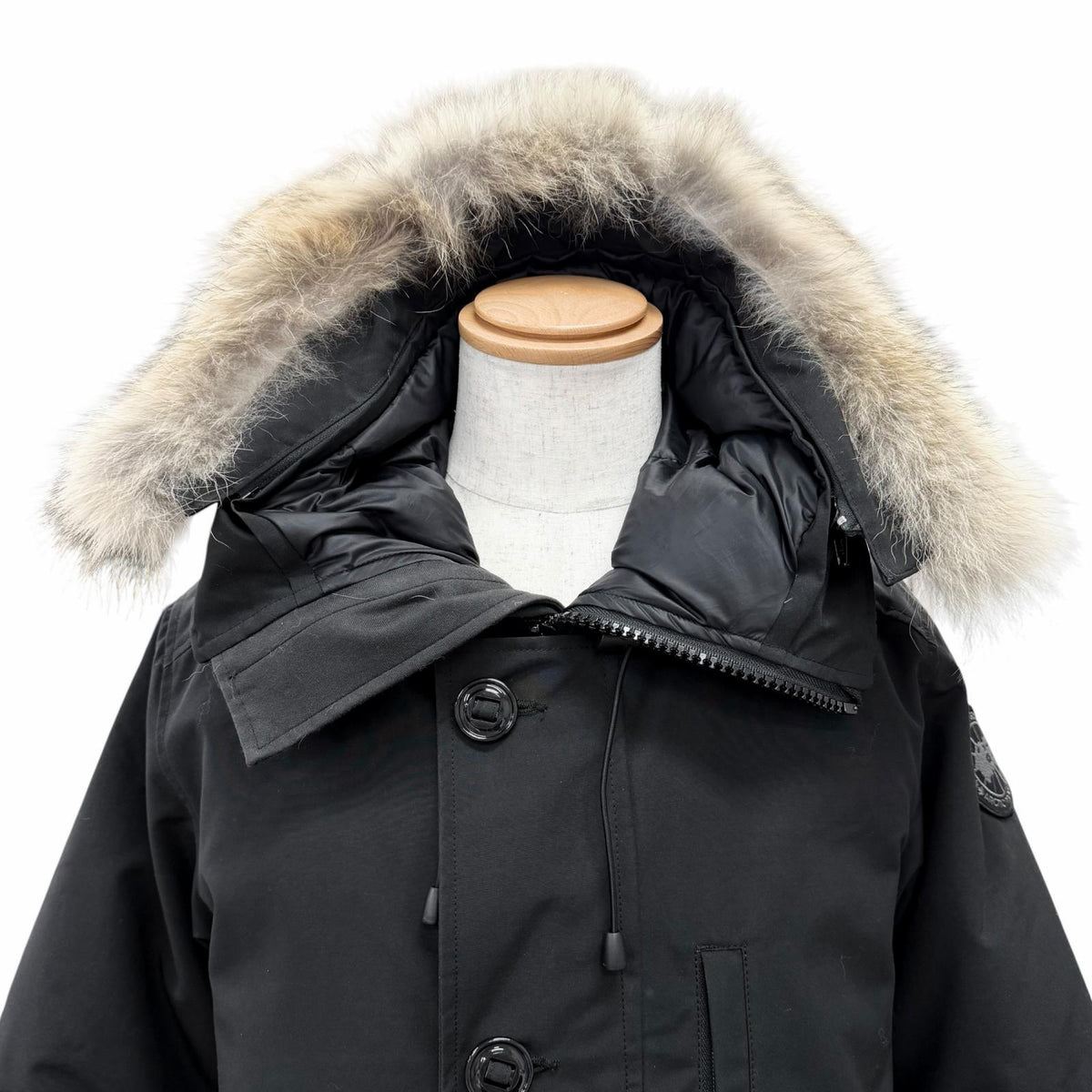 カナダグース CHATEAU PARKA シャトー パーカ ブラックレーベル ロゴワッペン ファー フード付き ダウンジャケット ブラック S メンズ
