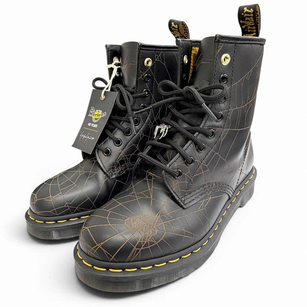 ドクターマーチン ヨウジヤマモト 1460 YY WEB 8 HOLE BOOTS スパイダーウェブ 蜘蛛の巣柄 レザー ショートブーツ ブラック UK5 メンズ