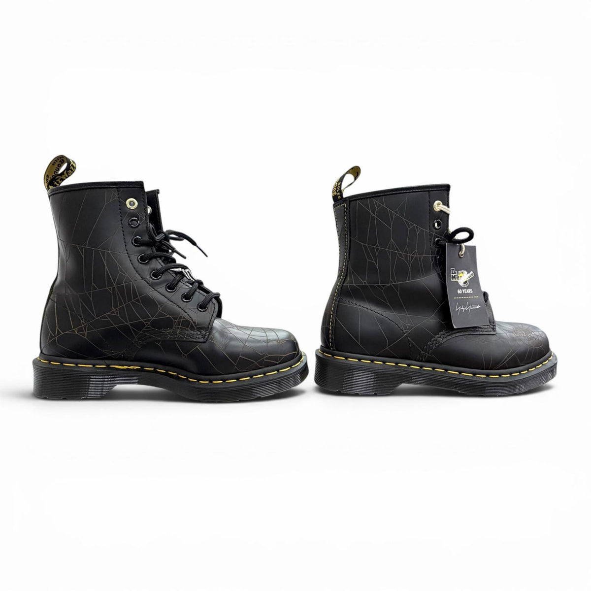 ドクターマーチン ヨウジヤマモト 1460 YY WEB 8 HOLE BOOTS スパイダーウェブ 蜘蛛の巣柄 レザー ショートブーツ ブラック UK5 メンズ