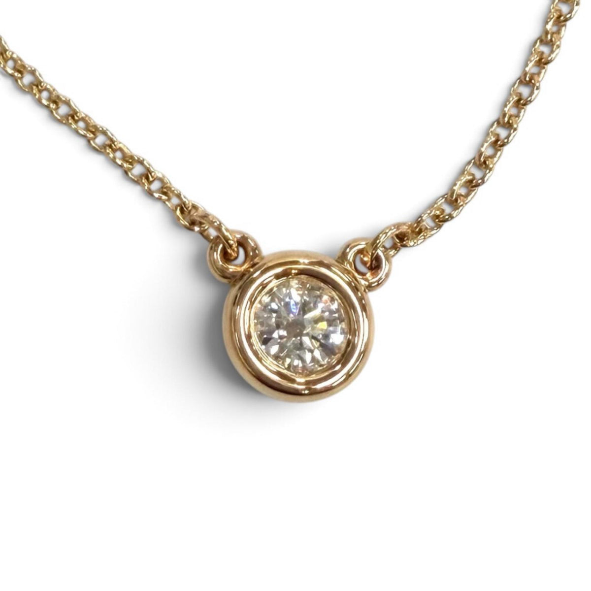ティファニー ダイヤモンド バイ ザ ヤード シングル ダイヤモンド ペンダント 約0.10ct ネックレス ピンクゴールド レディース