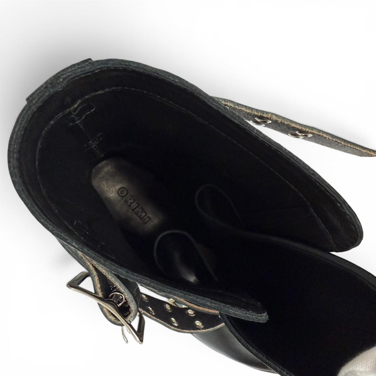オリミ STRAPPED BIKER BOOTS ベルトデザイン Vibramソール バイカー ブーツ ブラック 42 メンズ
