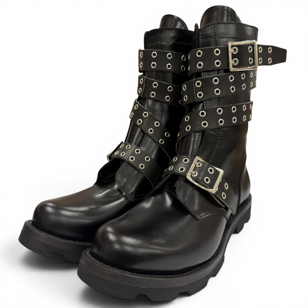 オリミ STRAPPED BIKER BOOTS ベルトデザイン Vibramソール バイカー ブーツ ブラック 42 メンズ