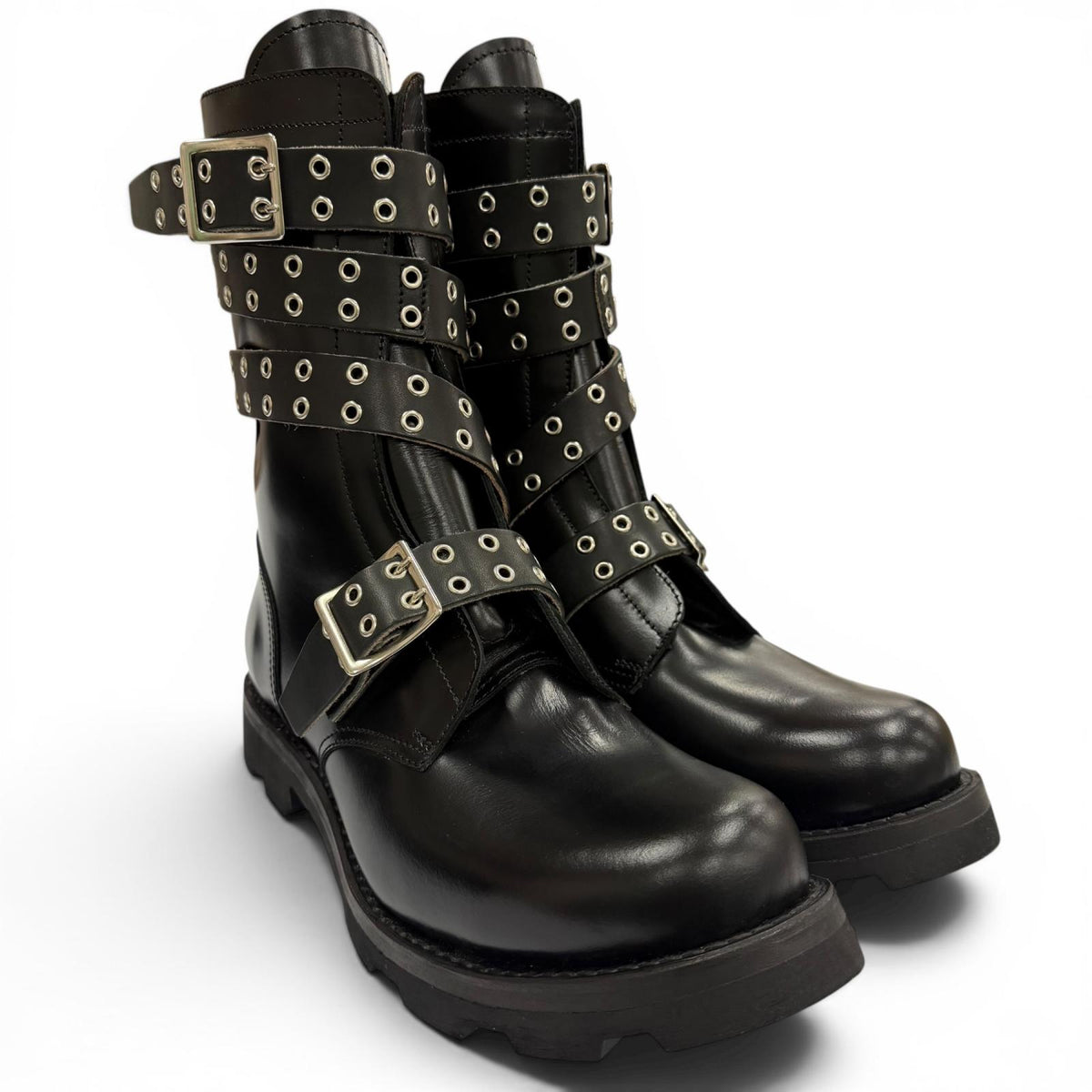 オリミ STRAPPED BIKER BOOTS ベルトデザイン Vibramソール バイカー ブーツ ブラック 42 メンズ