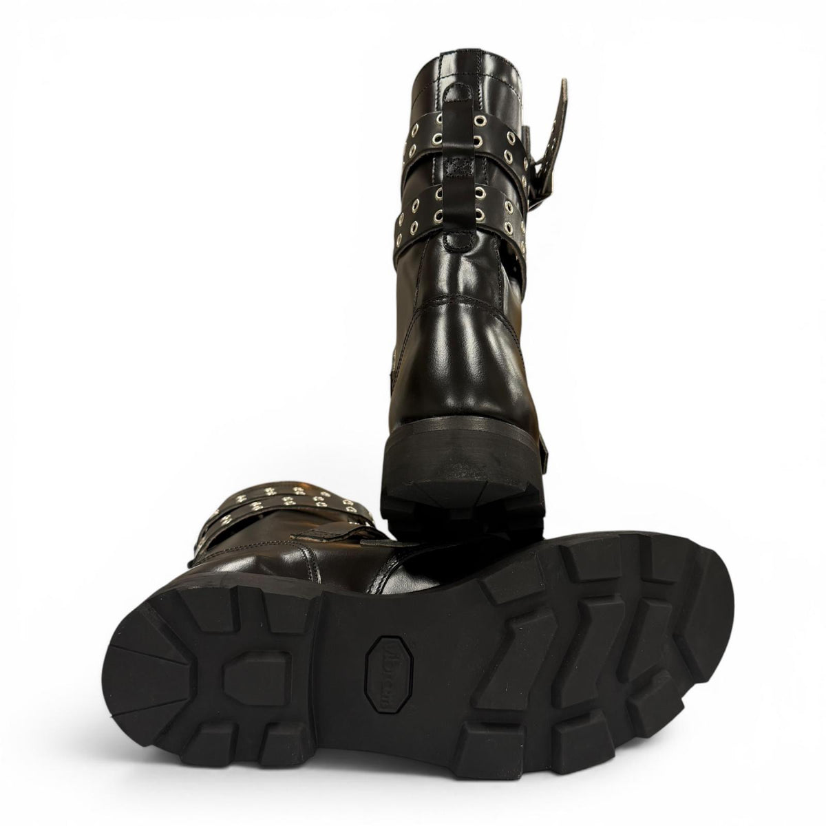 オリミ STRAPPED BIKER BOOTS ベルトデザイン Vibramソール バイカー ブーツ ブラック 42 メンズ