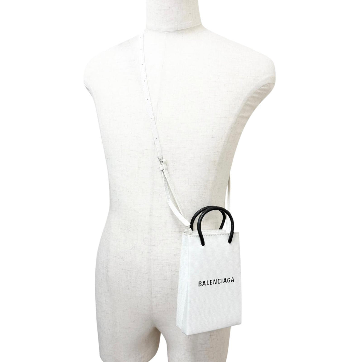 バレンシアガ ショッピング フォンホルダー ショルダーバッグ ホワイト メンズ
