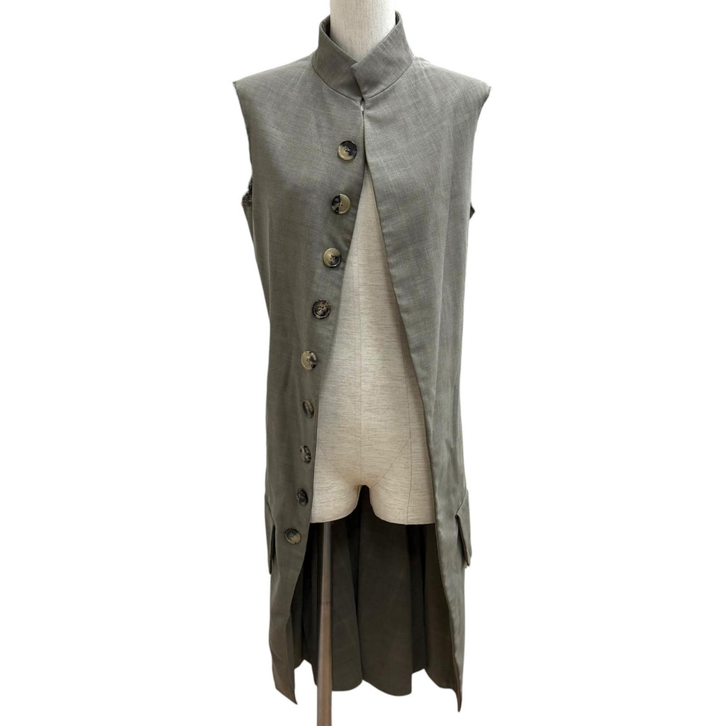 メゾンマルジェラ open front military jacket カットオフ ロング ベスト グレー系 36 レディース