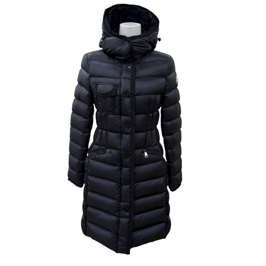 モンクレール HERMINE エルミンヌ ロゴワッペン・フード付 ZIP UP ダウンコート ブラック 54847 レディース