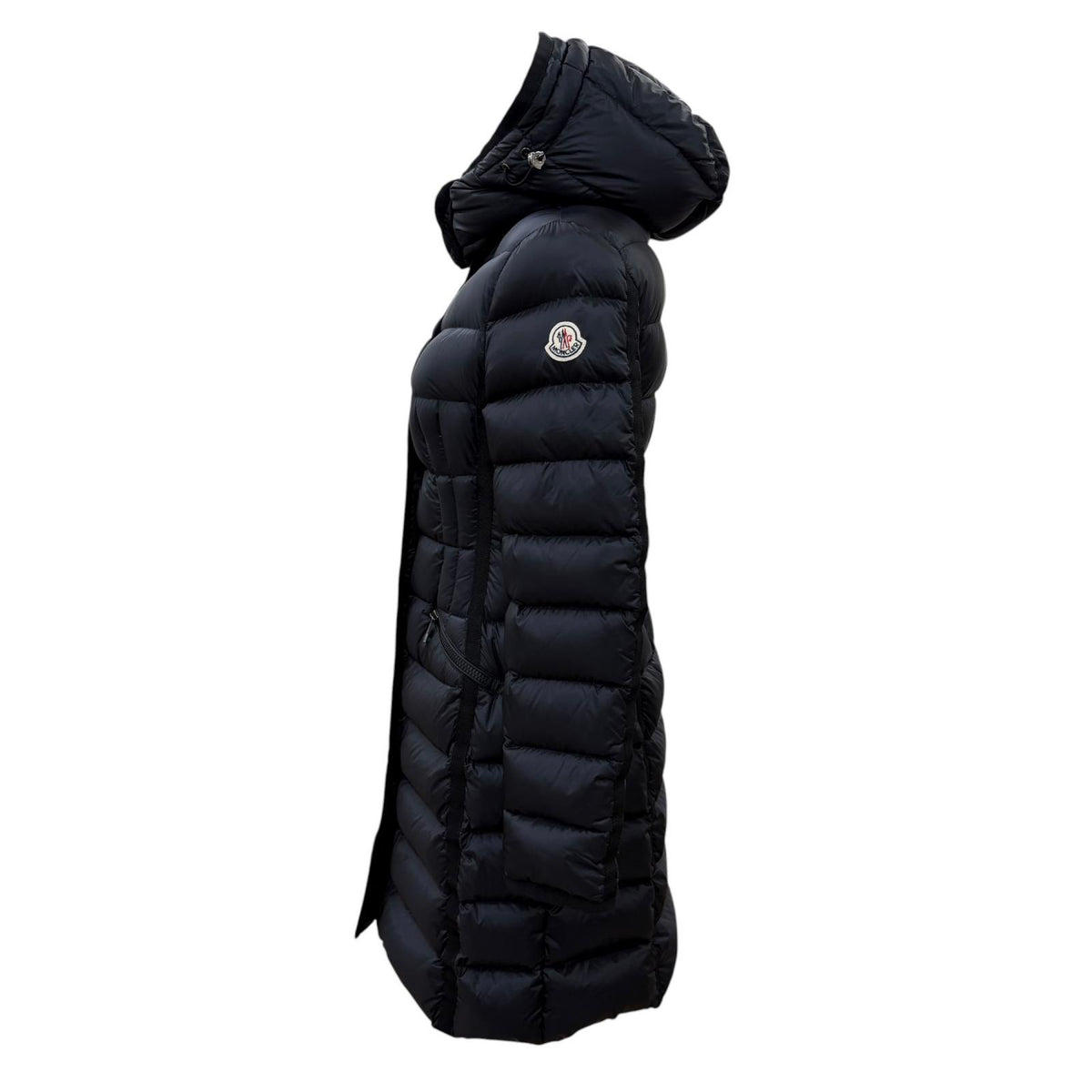 モンクレール HERMINE エルミンヌ ロゴワッペン・フード付 ZIP UP ダウンコート ブラック 54847 レディース