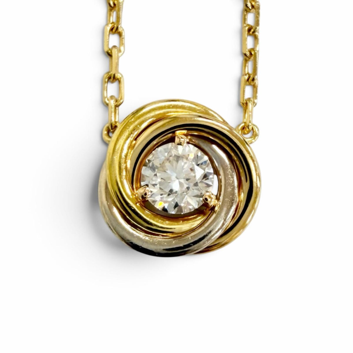 カルティエ トリニティ ドゥ カルティエ ダイヤモンド 0.18ct 750(YG×PG×WG) ネックレス イエローゴールド レディース