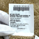 プラダ トライアングルロゴ メッシュ クルーネック 半袖ニット ゴールド 38 レディース