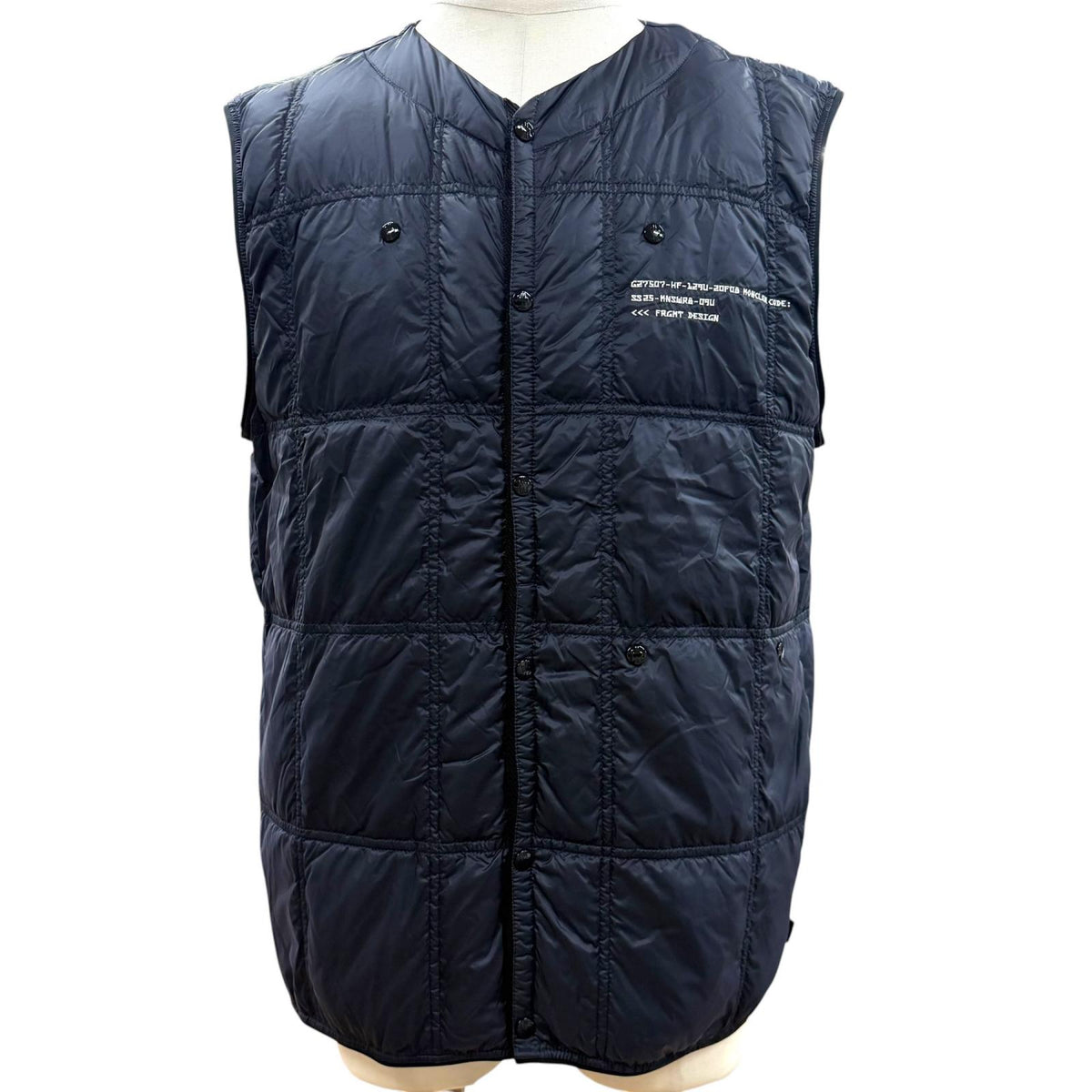 モンクレールジーニアス 7 フラグメント ヒロシフジワラ VAILE GILET ロゴワッペン付き ダウンベスト ネイビー 3 メンズ