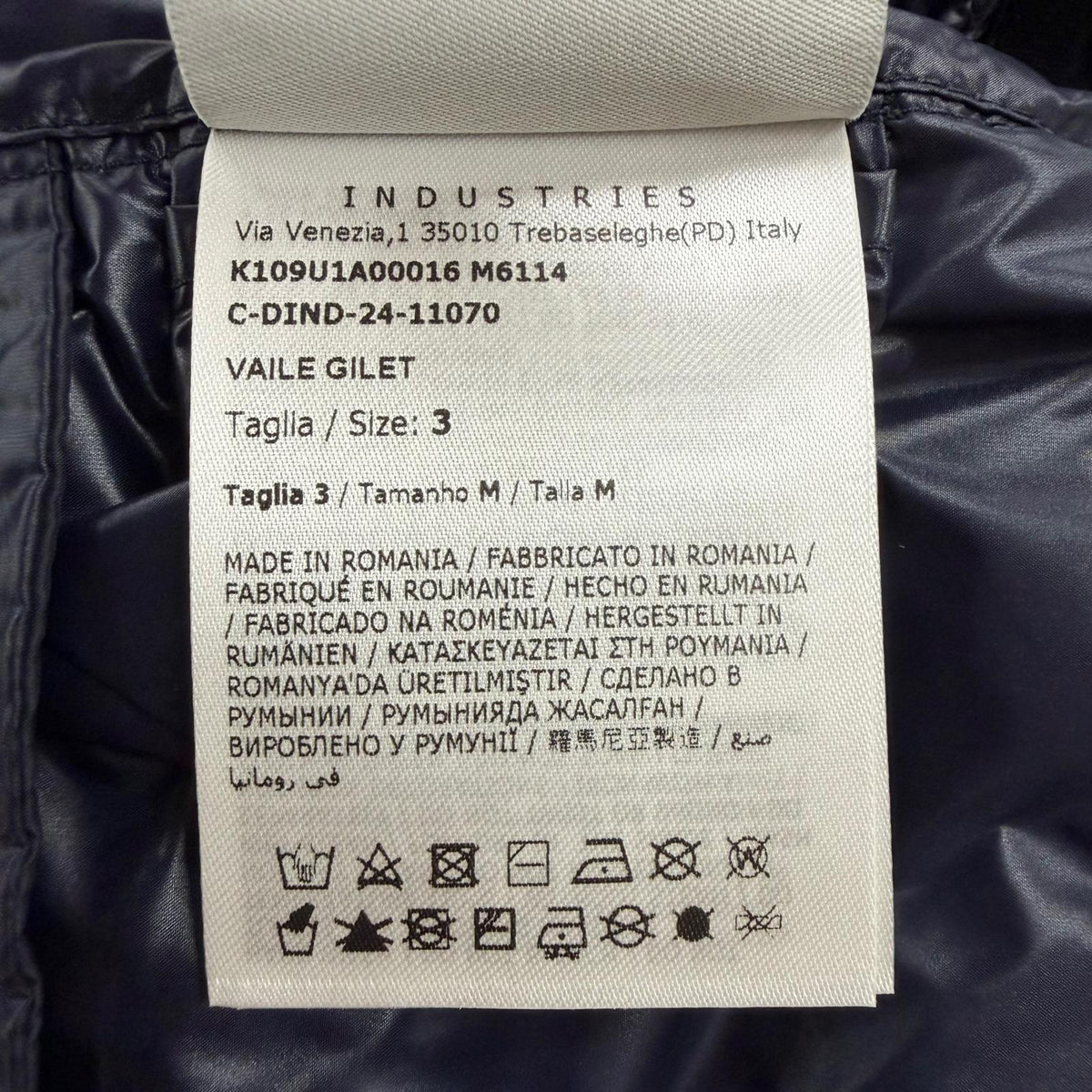 モンクレールジーニアス 7 フラグメント ヒロシフジワラ VAILE GILET ロゴワッペン付き ダウンベスト ネイビー 3 メンズ