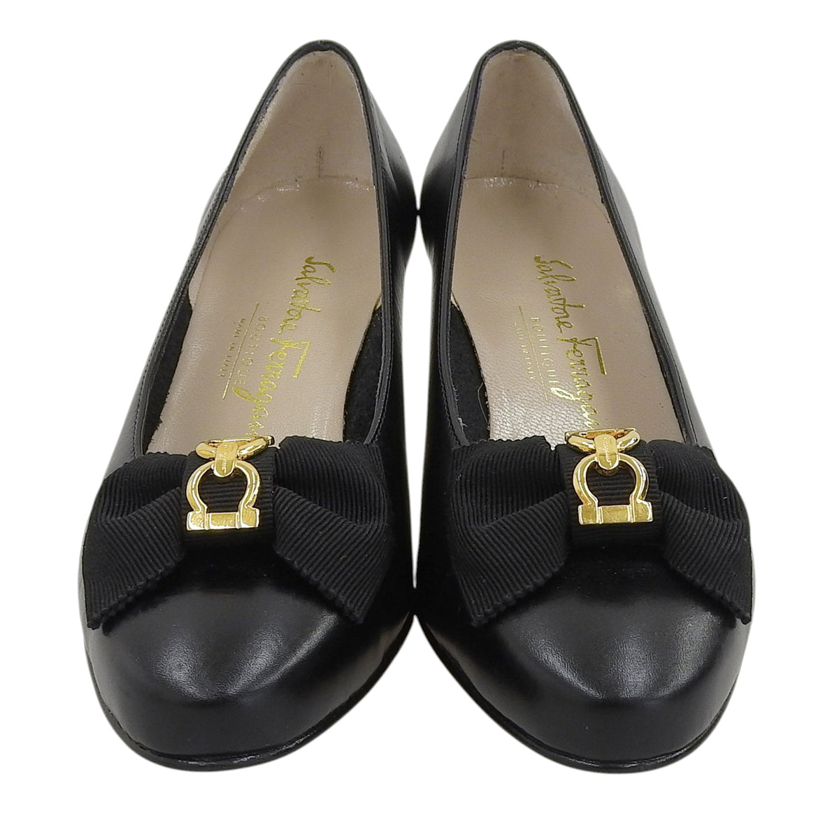 サルヴァトーレフェラガモ SENATO ガンチーニ リボンデザイン パンプス ブラック 6 レディース