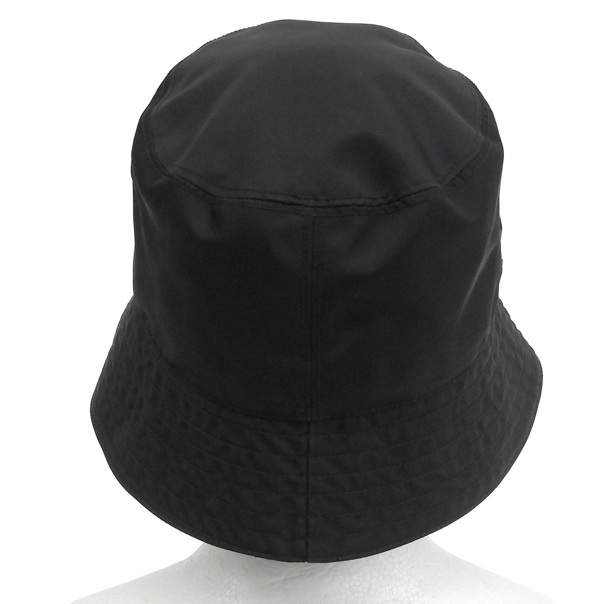 プラダ Re-Nylon バケットハット ラバーロゴワッペン ハット ブラック L メンズ