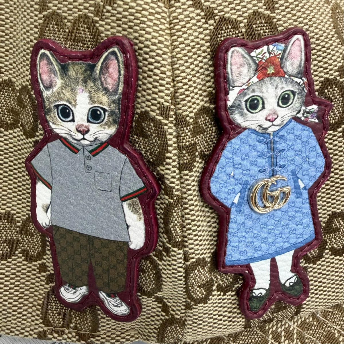 グッチ ヒグチユウコ ボー＆ボリス GGキャンバス レザー キャップ ベージュ M/57cm メンズ