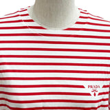 プラダ ロゴ入り ボーダー クルーネック 半袖Ｔシャツ ホワイト S レディース 未使用品