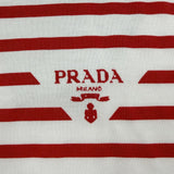 プラダ トライアングルロゴ ボーダー柄 半袖Ｔシャツ レッド S レディース 未使用品