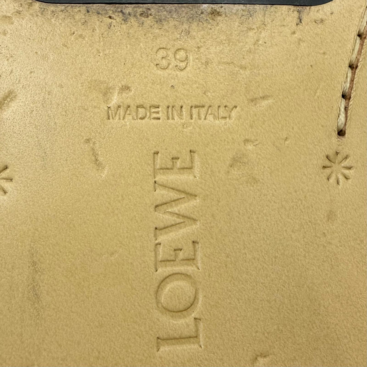 ロエベ カンポ ロゴ刻印 レザー ボートシューズ デッキシューズ ネイビー 39 レディース