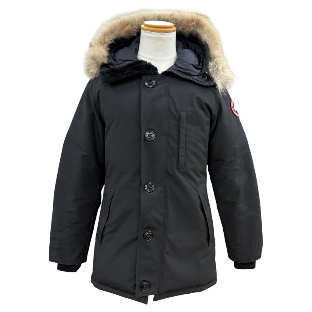 カナダグース Jasper Parka ジャスパー パーカ ロゴワッペン ファー フーデッド ダブルジップアップ ダウンジャケット ブラック S メンズ