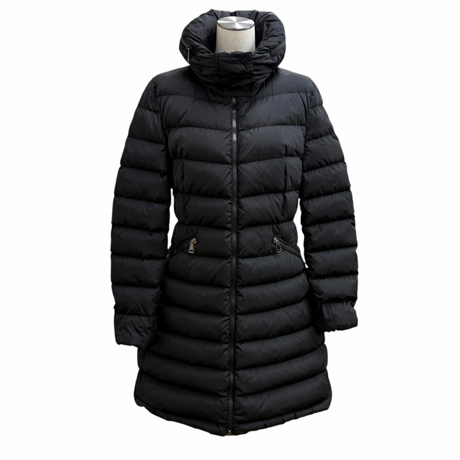 モンクレール FLAMMETTE ロゴワッペン・フード付 ZIP UP ダウンコート ブラック 2 レディース