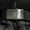 プラダ ロゴベルト付 フォックスファー レザー使い ZIP UP ダウンジャケット ダークグレー 40 レディース