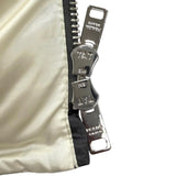 プラダ ロゴベルト付 フォックスファー レザー使い ZIP UP ダウンジャケット ダークグレー 40 レディース