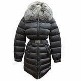 プラダ フォックスファー・ロゴベルト付 ZIP UP ダウンコート グレー 42 レディース