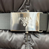 プラダ フォックスファー・ロゴベルト付 ZIP UP ダウンコート グレー 42 レディース