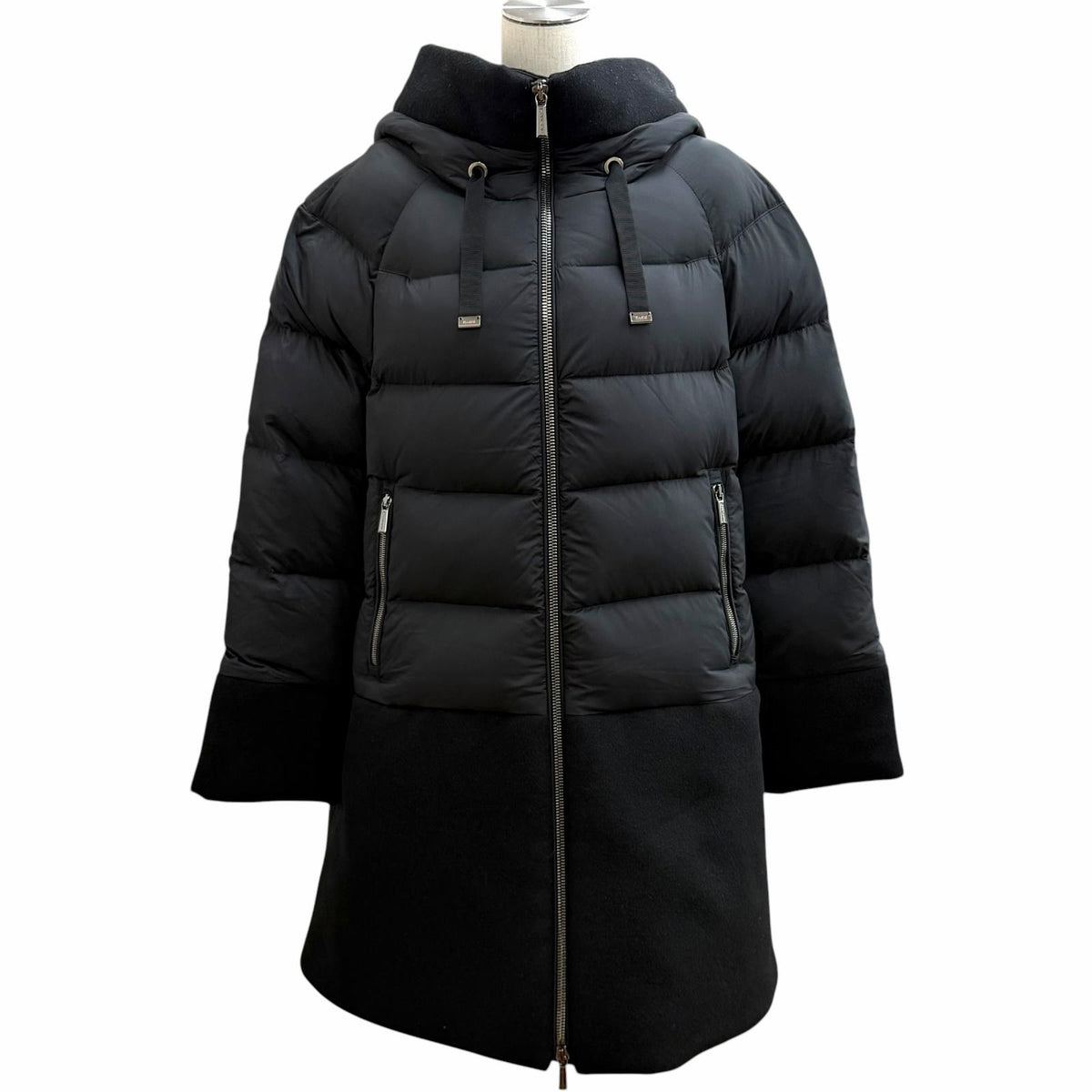 ムーレー NOREYA-S3 フード付 切替デザイン ZIP UP ダウンコート ブラック 44 レディース