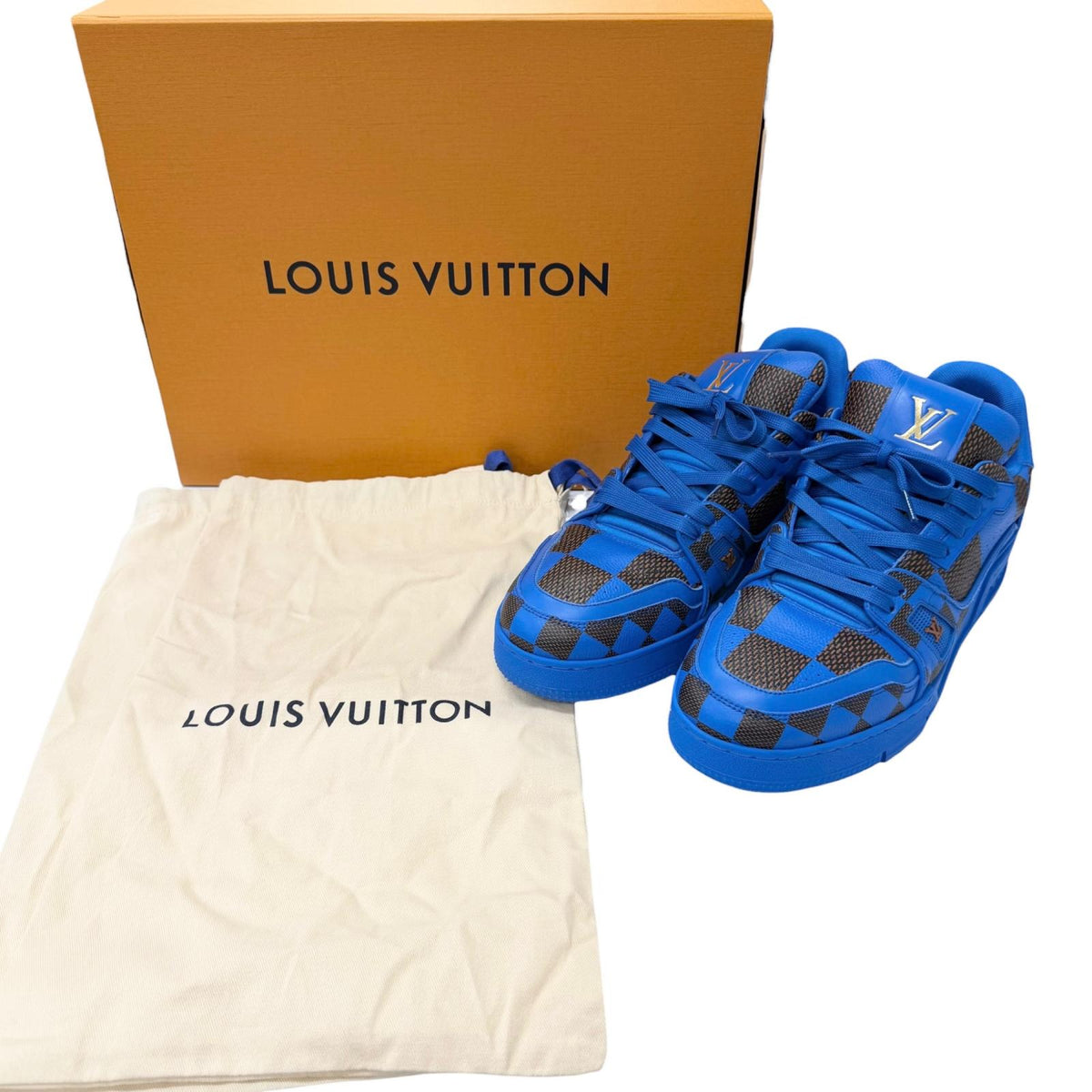 ルイヴィトン LV トレイナーライン ダミエ ローカットスニーカー ブルー 6 メンズ