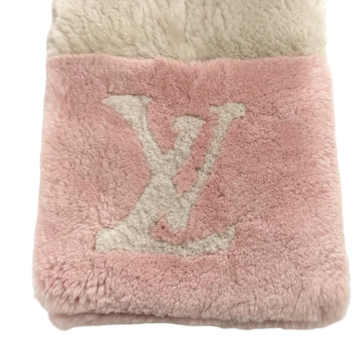 ルイヴィトン エシャルプ LV インザシティ ビーバーファー LVロゴ ティペット マフラー ベージュ レディース