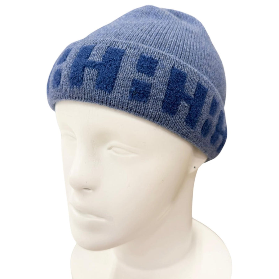 エルメス BONNET RAJASTAN マルジェラ期 Hロゴ ビーニー ニットキャップ ブルー ME メンズ