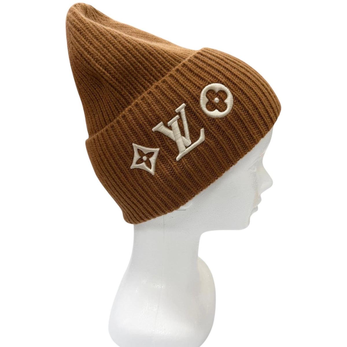 ルイヴィトン ビーニー・LV ヘッドライン ロゴエンブロイダリー ニットキャップ ブラウン S メンズ