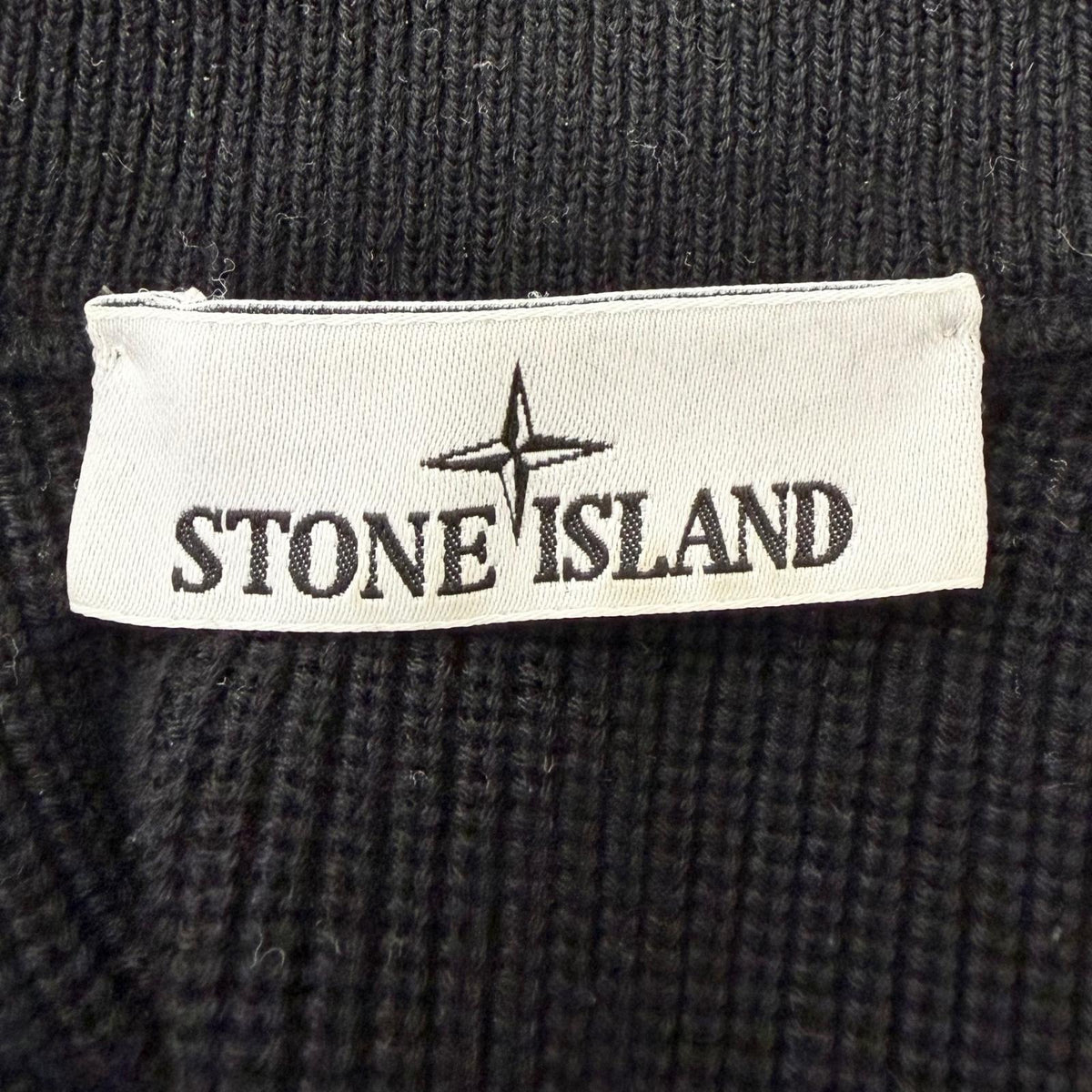 ストーンアイランド RIBBED SOFT ORIGINAL COTTON ロゴワッペン ドライバーズニット ブルゾン ブラック XL メンズ