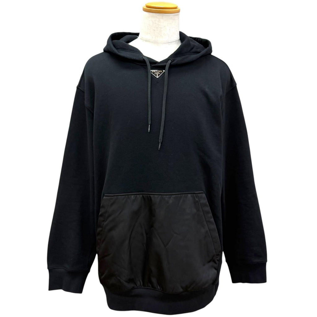 プラダ Re-Nylon トライアングルロゴ プルオーバー パーカー ブラック XL メンズ
