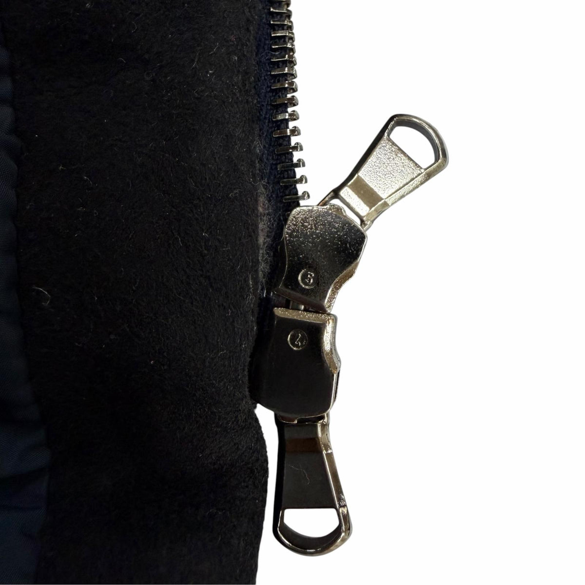 エンメティ ニット切替 ロング丈 ZIP UP ムートンコート ダウンコート ネイビー IT 40 レディース
